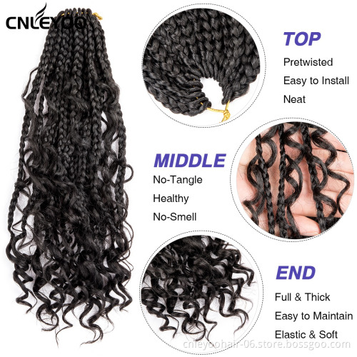 12 inch Bohemian Box Braid Crochet Hair 16 Roots Short BOHO GoddessCrochet Box Braiding Hair Extension